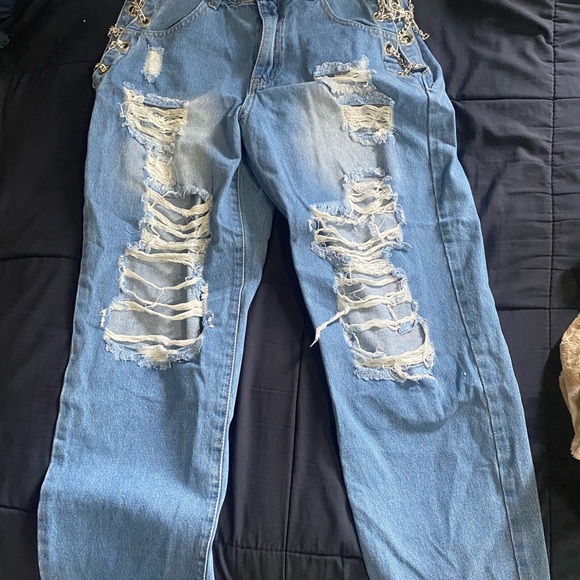 SHEIN Light Blue Distressed Boyfriend Jeans - Picture 1 of 9